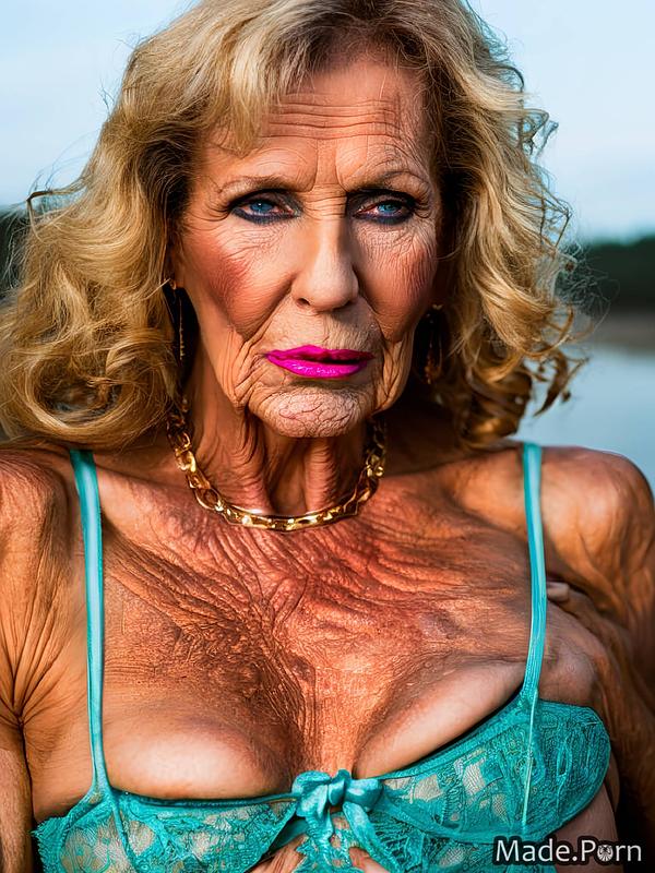 70 YO Granny Pictures - Naked, Muscular, Cupless Bra and Blonde